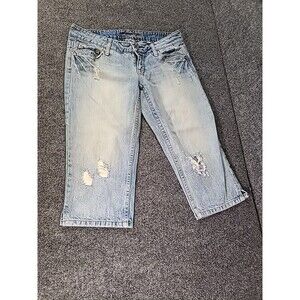 American Eagle Jeans Women Size 8 Artist  Crop Denim Stretch Pants Shorts